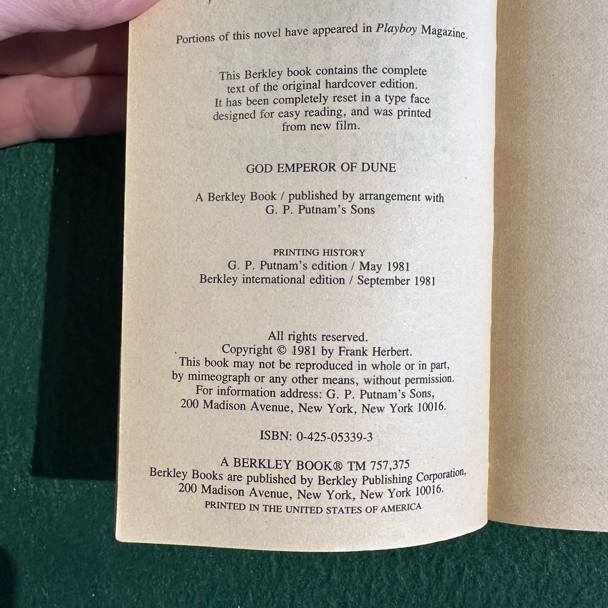 Vintage Sci-Fi Paperback: Frank Herbert - God Emperor of Dune