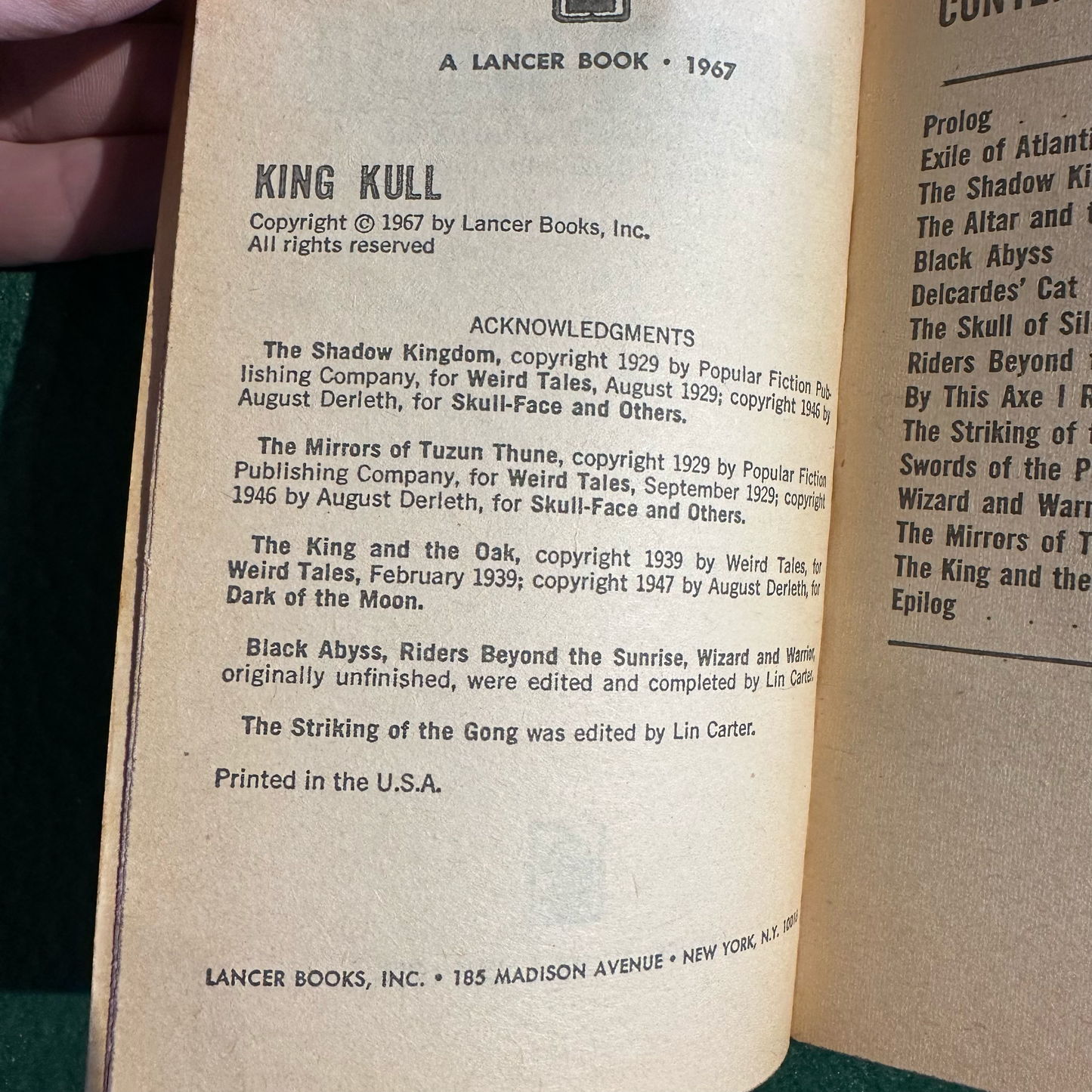 Vintage Fantasy Paperback: Robert E Howard and Lin Carter - King Kull FIRST PRINTING