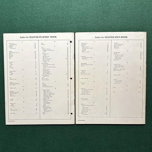 Vintage Dungeons & Dragons Accessory: D&D Master Players' Book and Master DM's Book FIRST PRINTINGS