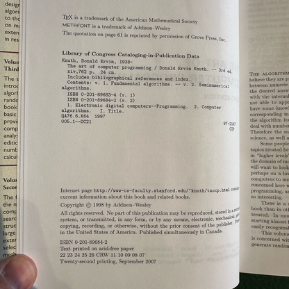 Vintage Non-Fiction Hardback: Donald E Knuth - The Art of Computer Programming