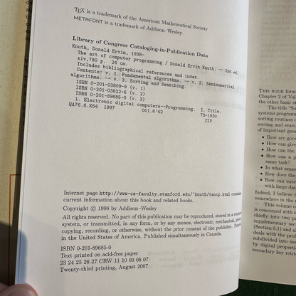 Vintage Non-Fiction Hardback: Donald E Knuth - The Art of Computer Programming