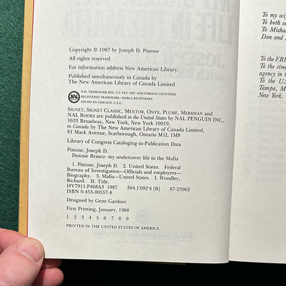 Vintage Non-Fiction Hardback: Joseph D Pistone and Richard Woodley - Donnie Brasco FIRST EDITION / PRINTING