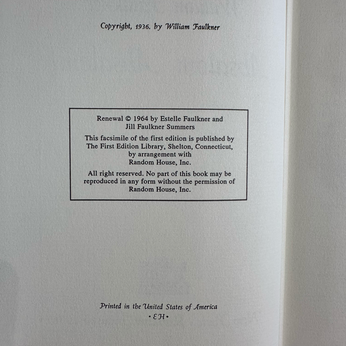 Vintage Fiction Hardback: William Faulkner - Absalom, Absalom! FIRST EDITION FACSIMILE