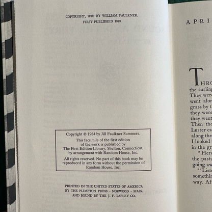 Vintage Fiction Hardback: William Faulkner - The Sound and the Fury FIRST EDITION FACSIMILE