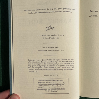 Vintage Fiction Hardback: John Updike - Rabbit, Run FIRST EDITION FACSIMILE