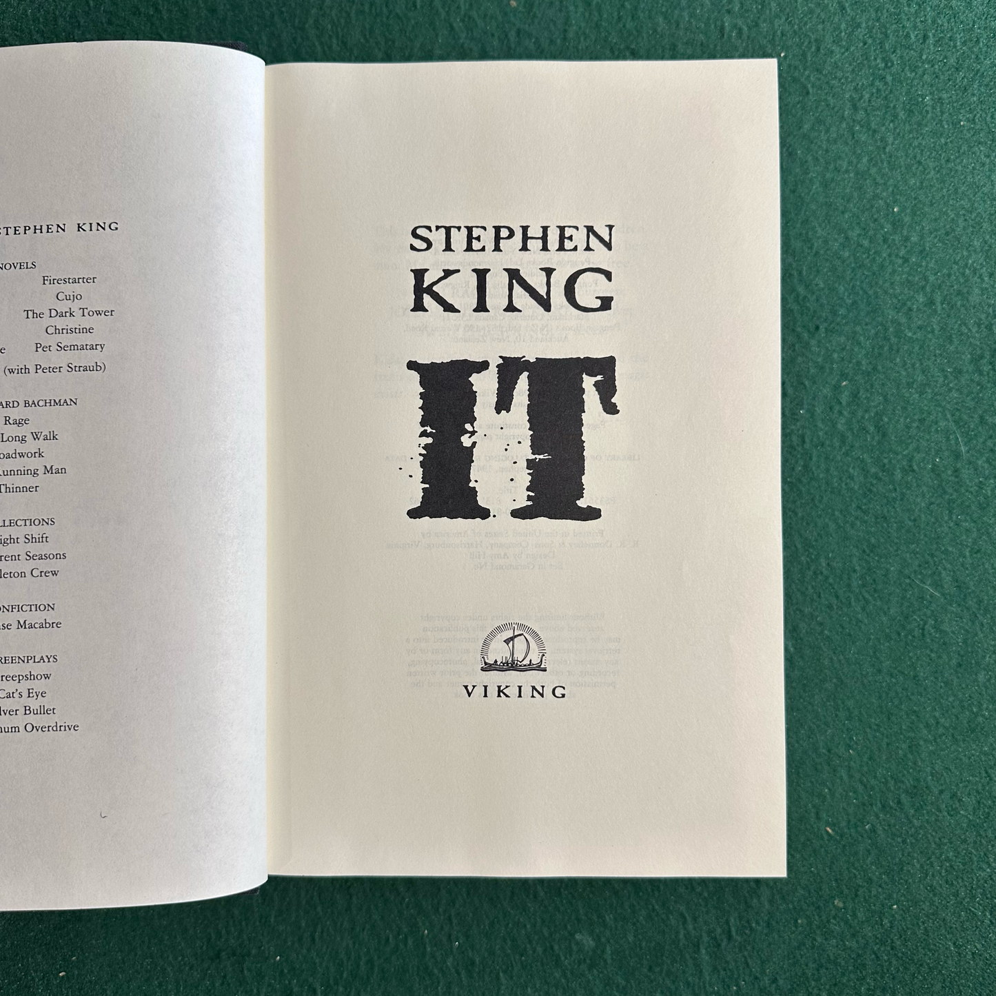 Vintage Horror Hardback: Stephen King - It FIRST EDITION