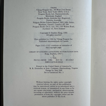 Vintage Horror Hardback: Stephen King - It FIRST EDITION