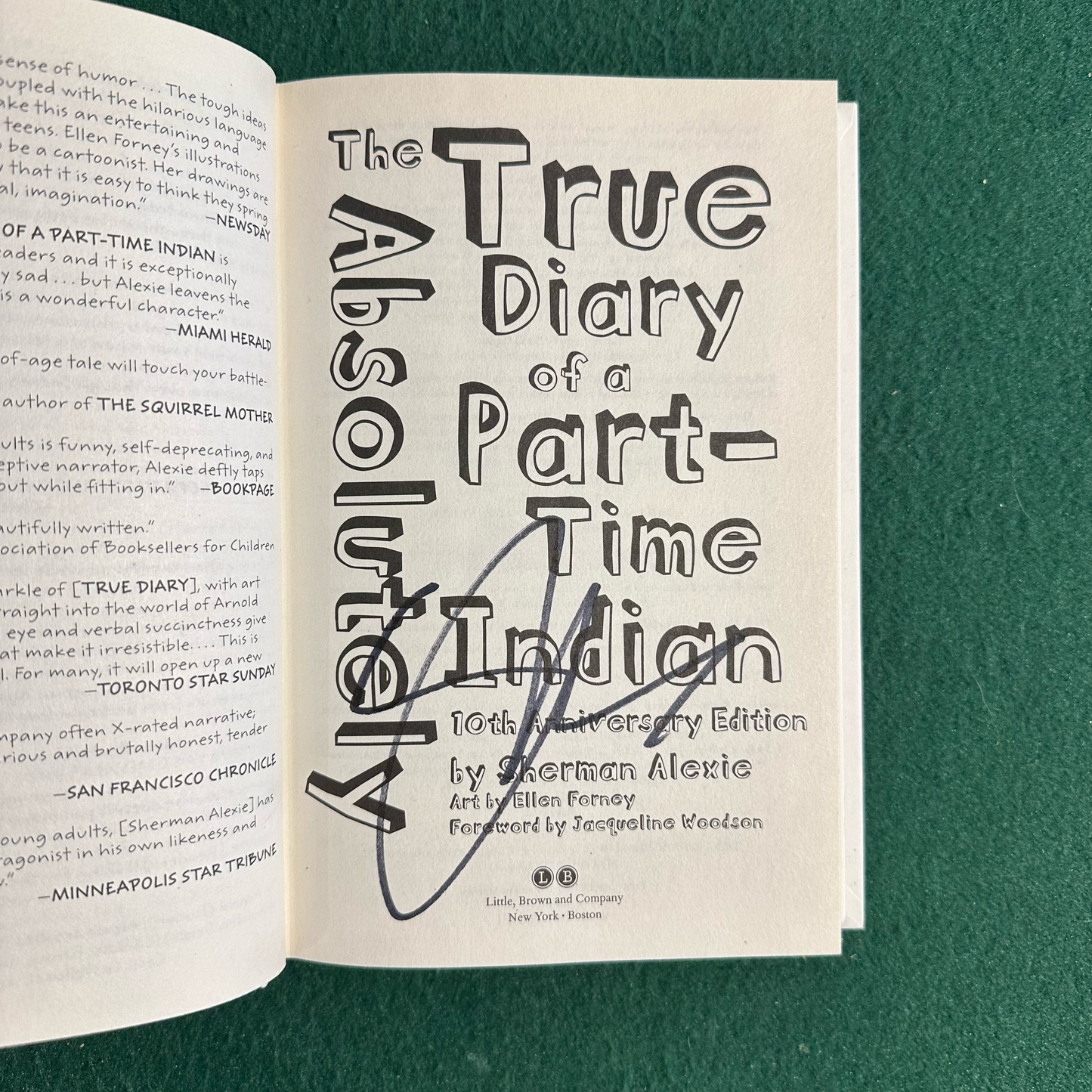 Fiction Hardback: Sherman Alexie - The Absolutely True Diary of a Part-Time Indian, 10th Anniversary Edition SIGNED FIRST PRINTING