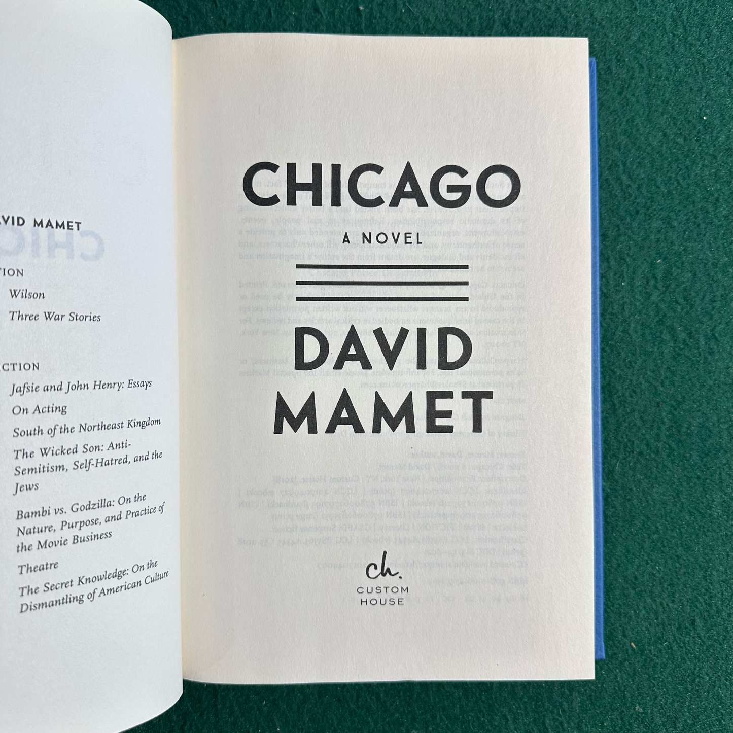 Fiction Hardback: David Mamet - Chicago SIGNED FIRST EDITION