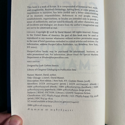Fiction Hardback: David Mamet - Chicago SIGNED FIRST EDITION