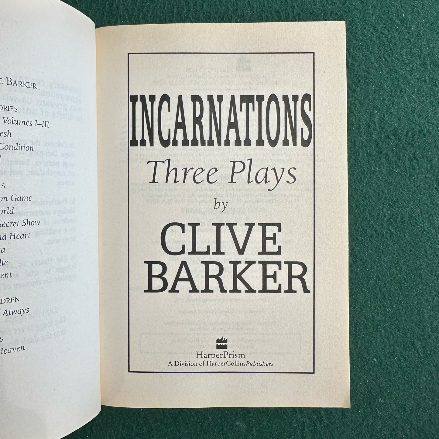 Vintage Horror Paperback: Clive Barker - Incarnations FIRST PRINTING