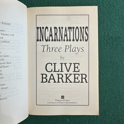 Vintage Horror Paperback: Clive Barker - Incarnations FIRST PRINTING