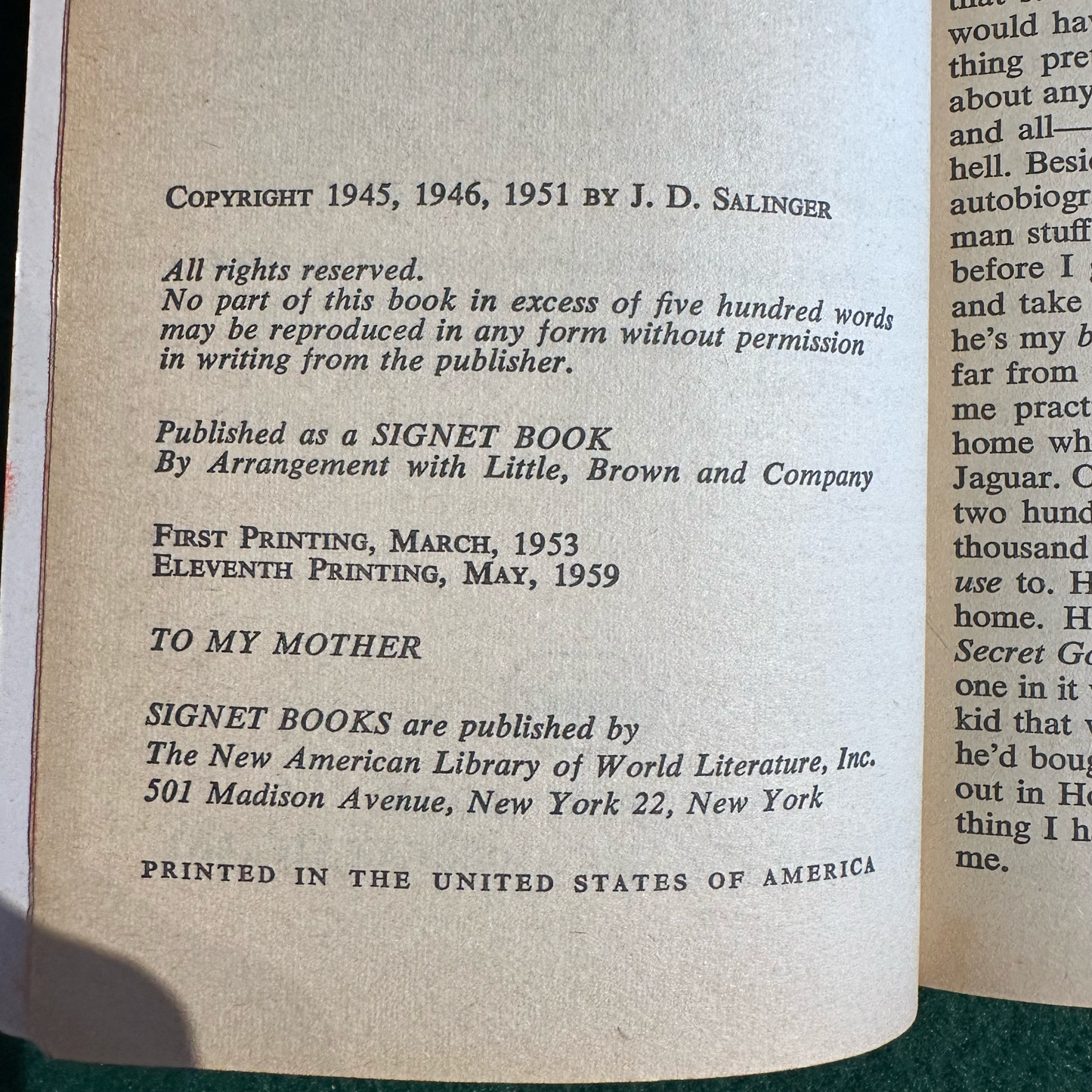 Vintage Fiction Paperback: JD Salinger - The Catcher in the Rye