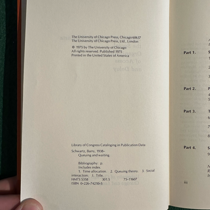 Vintage Non-Fiction Hardback: Barry Schwartz - Queuing and Waiting