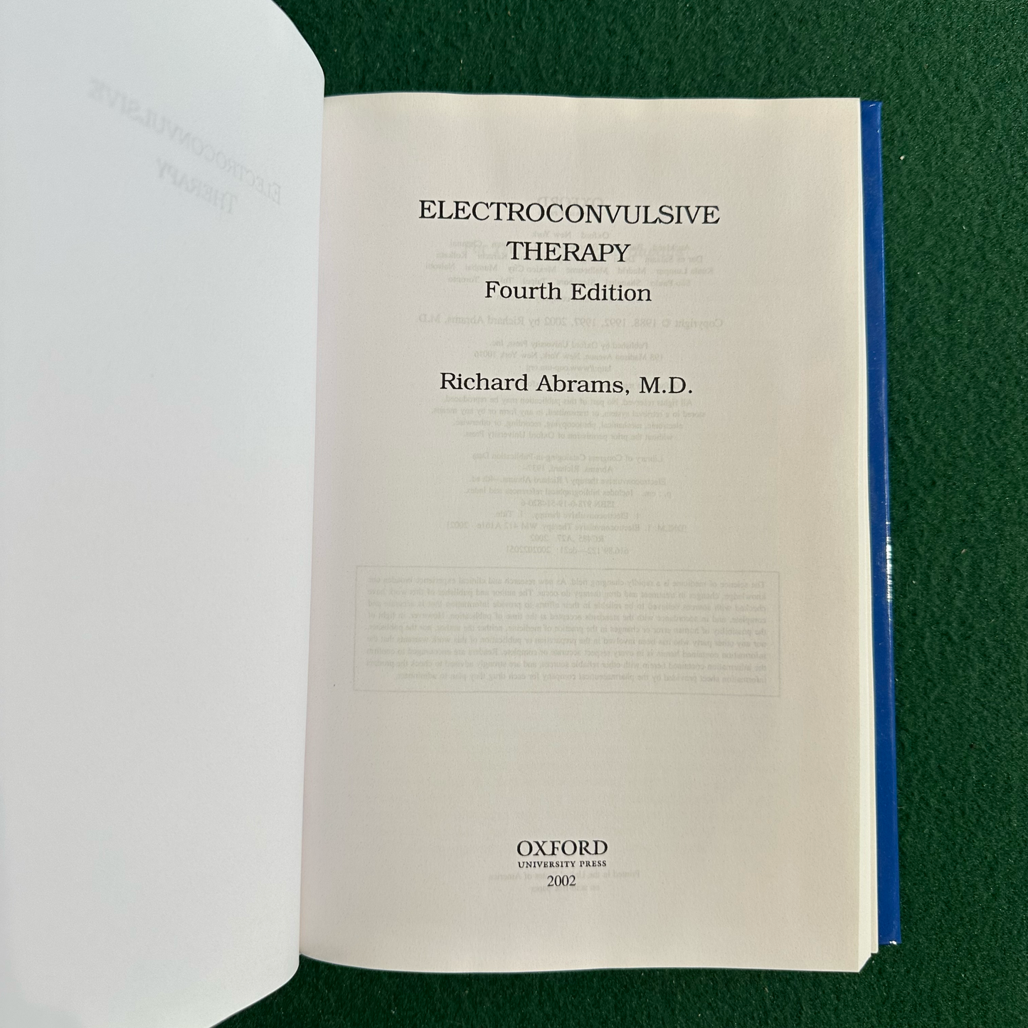 Vintage Non-Fiction Hardback: Richard Abrams - Electroconvulsive Therapy