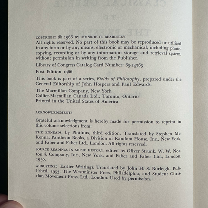 Vintage Non-Fiction Hardback: Munroe C Beardsley - Aesthetics FIRST EDITION