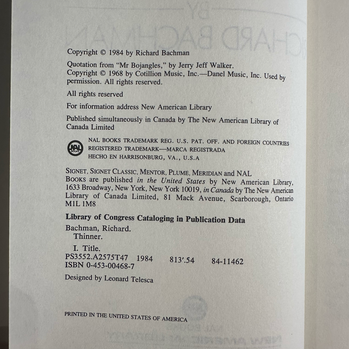Vintage Horror Hardback: Stephen King writing as Richard Bachman - Thinner