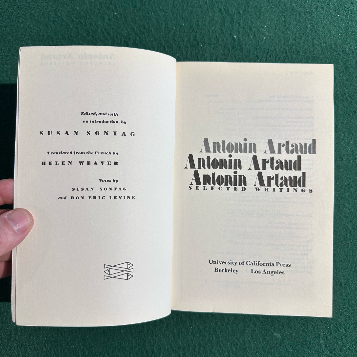 Vintage Fiction Paperback: Antonin Artaud - Selected Writings