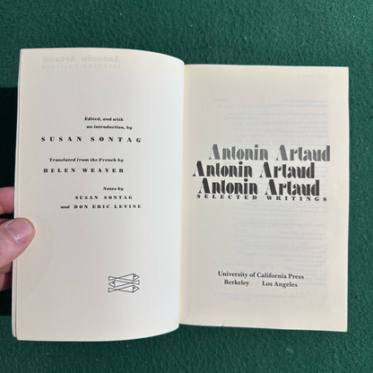 Vintage Fiction Paperback: Antonin Artaud - Selected Writings