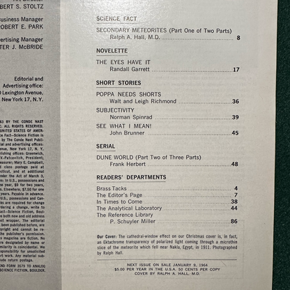 Vintage Sci-fi Magazine: Analog: Science Fact - Science Fiction - Complete World of Dune and Prophet of Dune serializations FRANK HERBERT