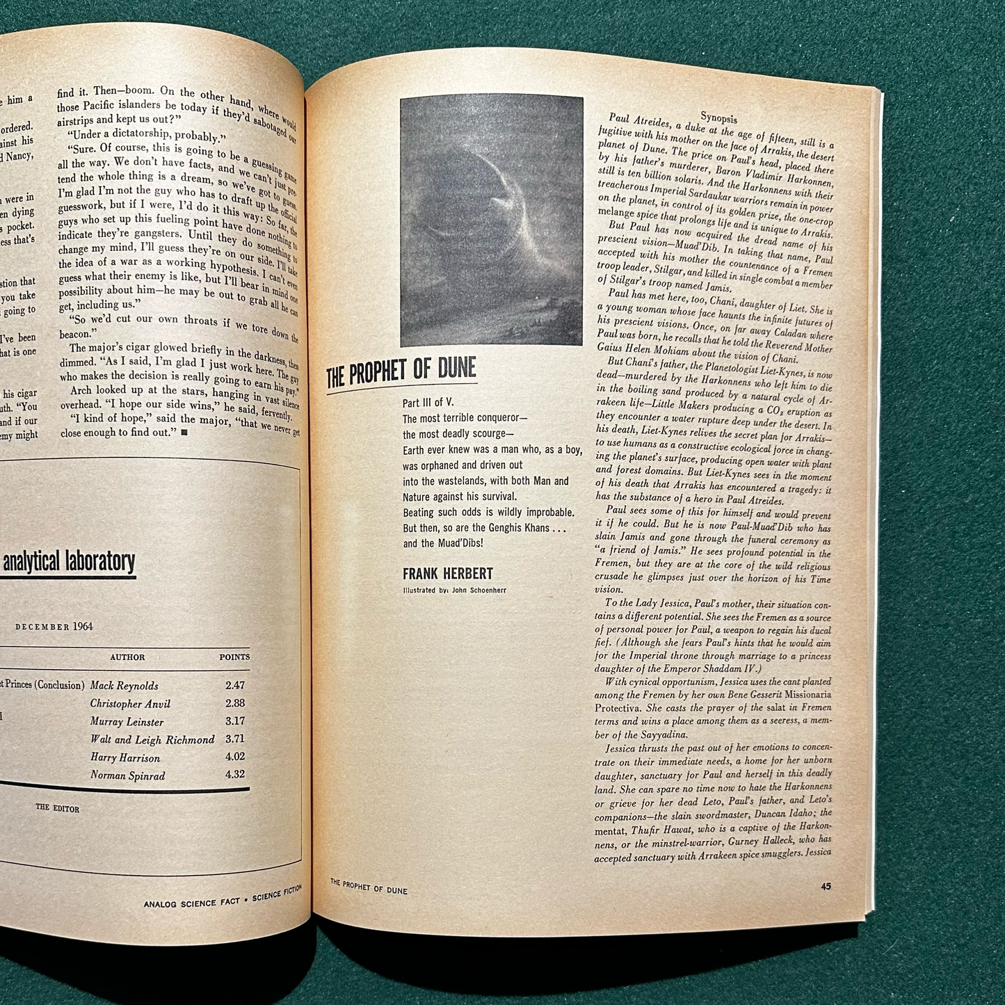 Vintage Sci-fi Magazine: Analog: Science Fact - Science Fiction - Complete World of Dune and Prophet of Dune serializations FRANK HERBERT