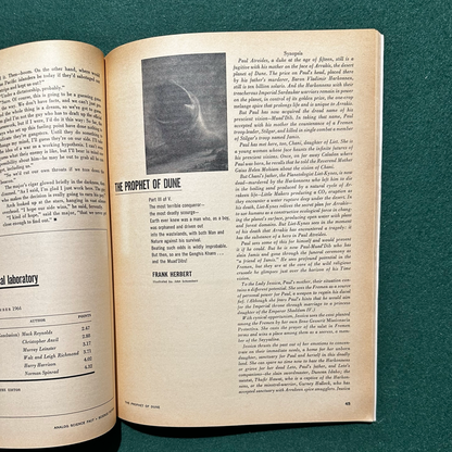 Vintage Sci-fi Magazine: Analog: Science Fact - Science Fiction - March 1965 Prophet of Dune, Part 3. FRANK HERBERT