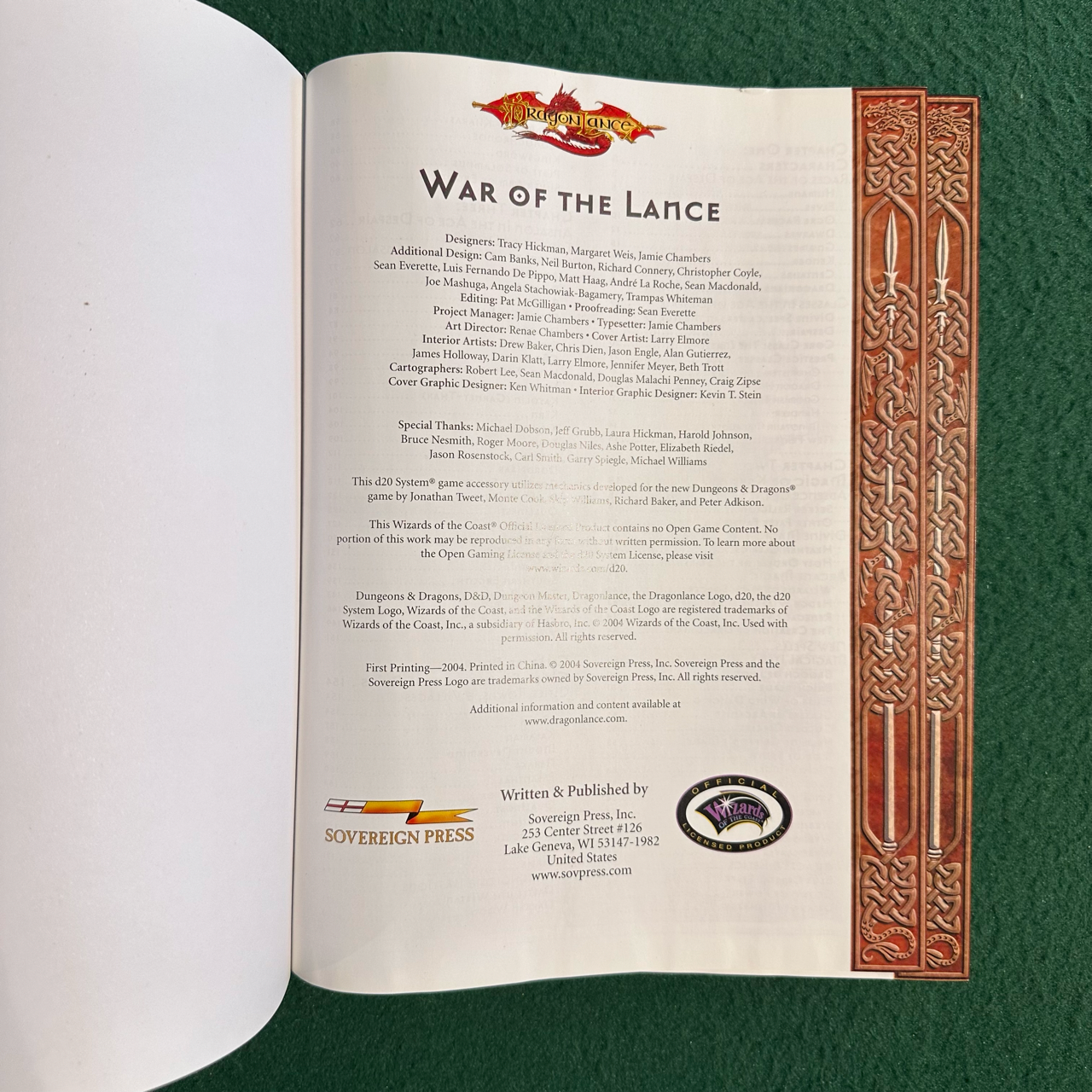 Dungeons & Dragons 3e Hardback: Dragonlance: War of the Lance FIRST PRINTING