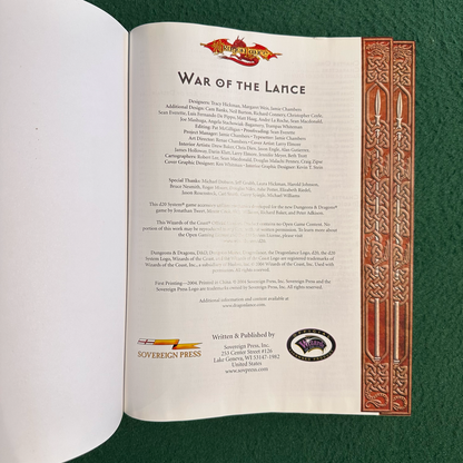 Dungeons & Dragons 3e Hardback: Dragonlance: War of the Lance FIRST PRINTING