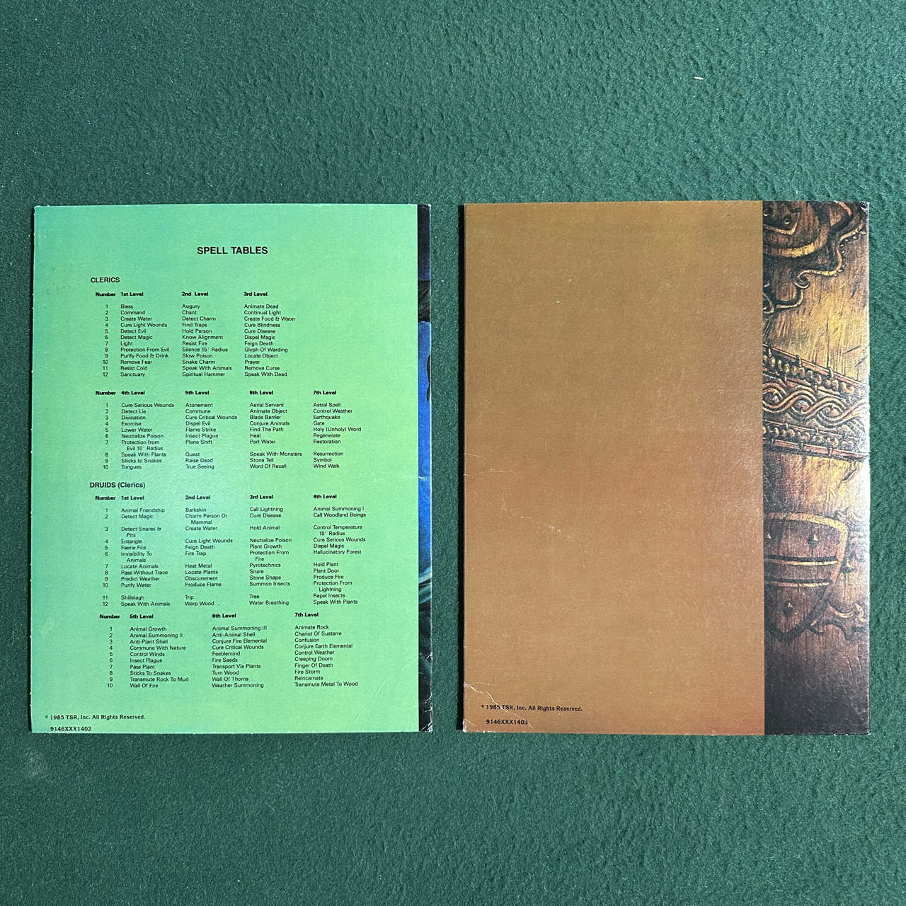 Dungeons & Dragons 1e Accessory: Players Reference Screen and Dungeon Master's Screen