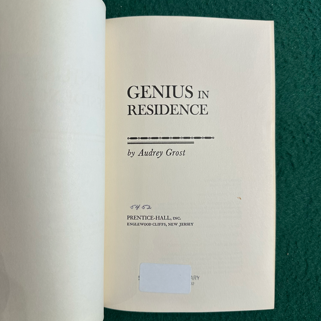 Vintage Non-Fiction Hardback: Audrey Grost - Genius in Residence