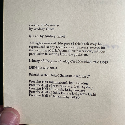 Vintage Non-Fiction Hardback: Audrey Grost - Genius in Residence