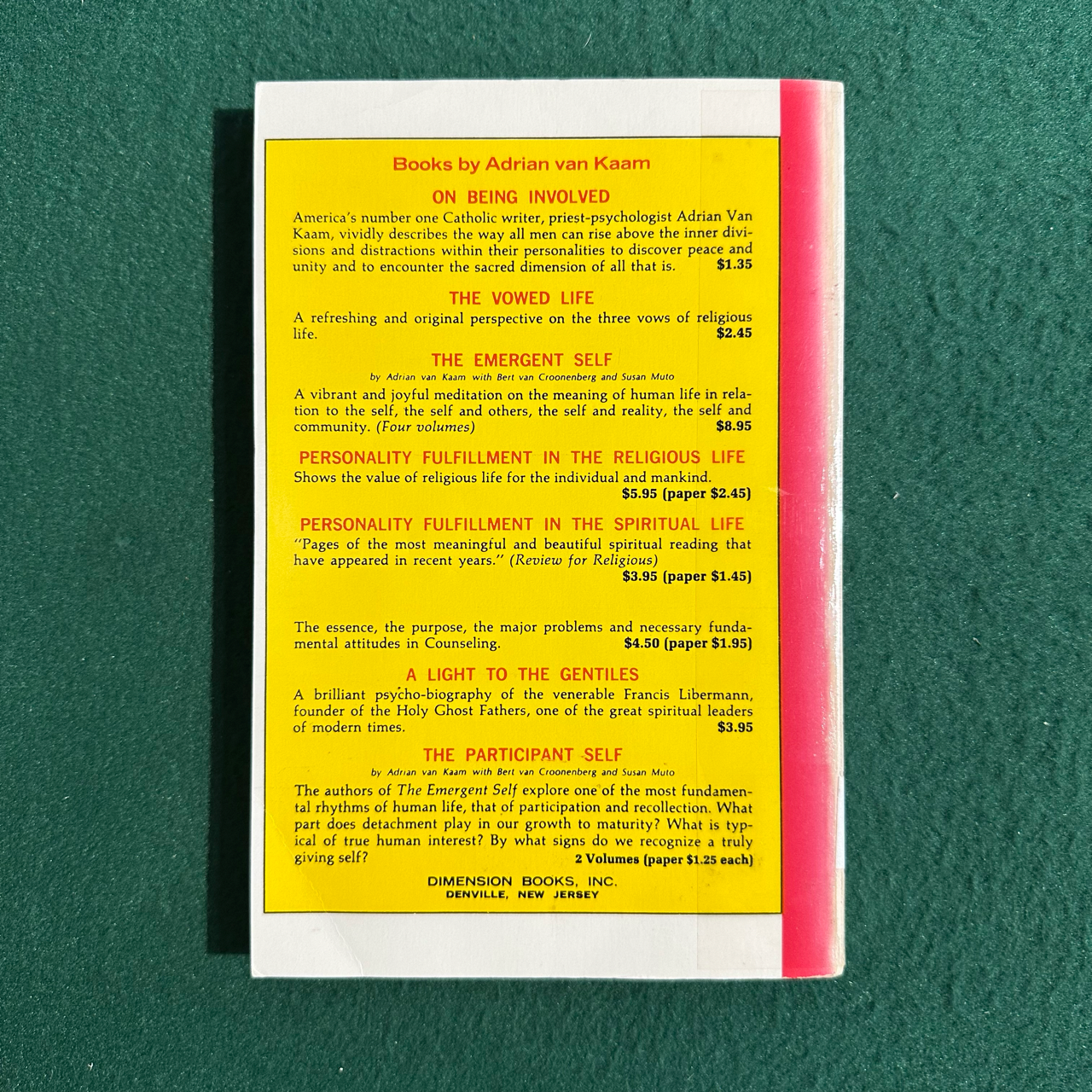 Vintage Non-Fiction Paperback: Adrian Van Kaam - On Being Yourself