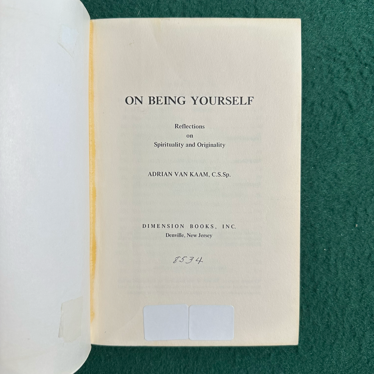 Vintage Non-Fiction Paperback: Adrian Van Kaam - On Being Yourself