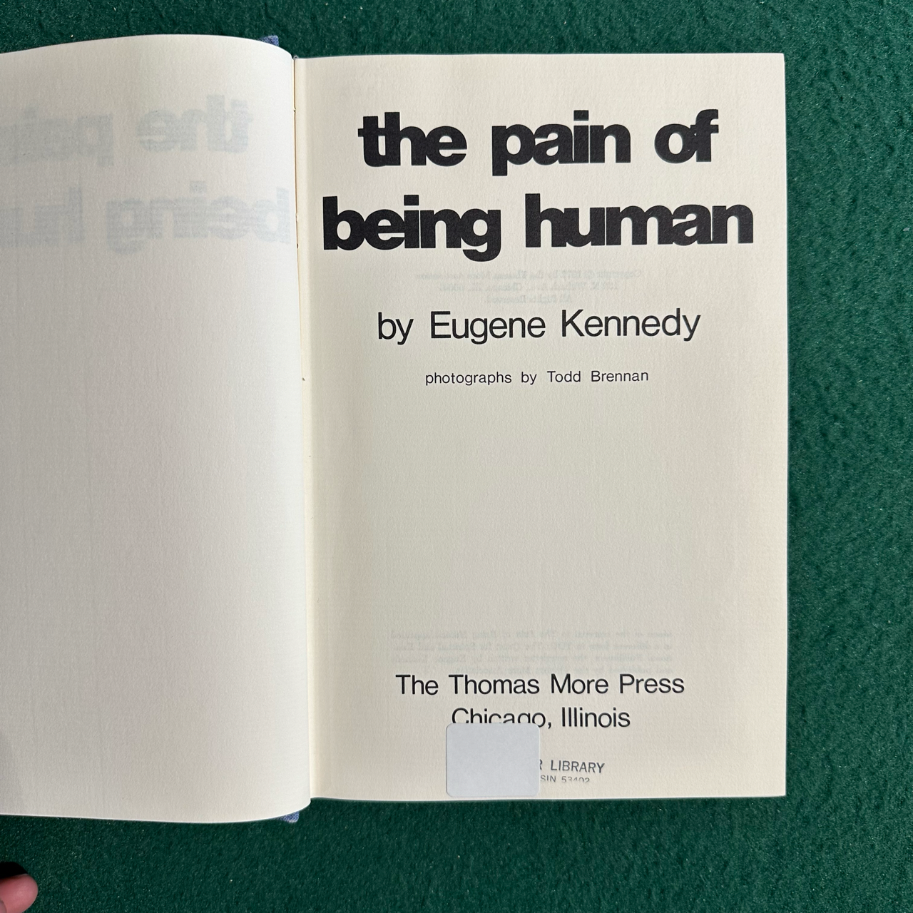 Vintage Non-Fiction Hardback: Eugene Kennedy - The Pain of Being Human