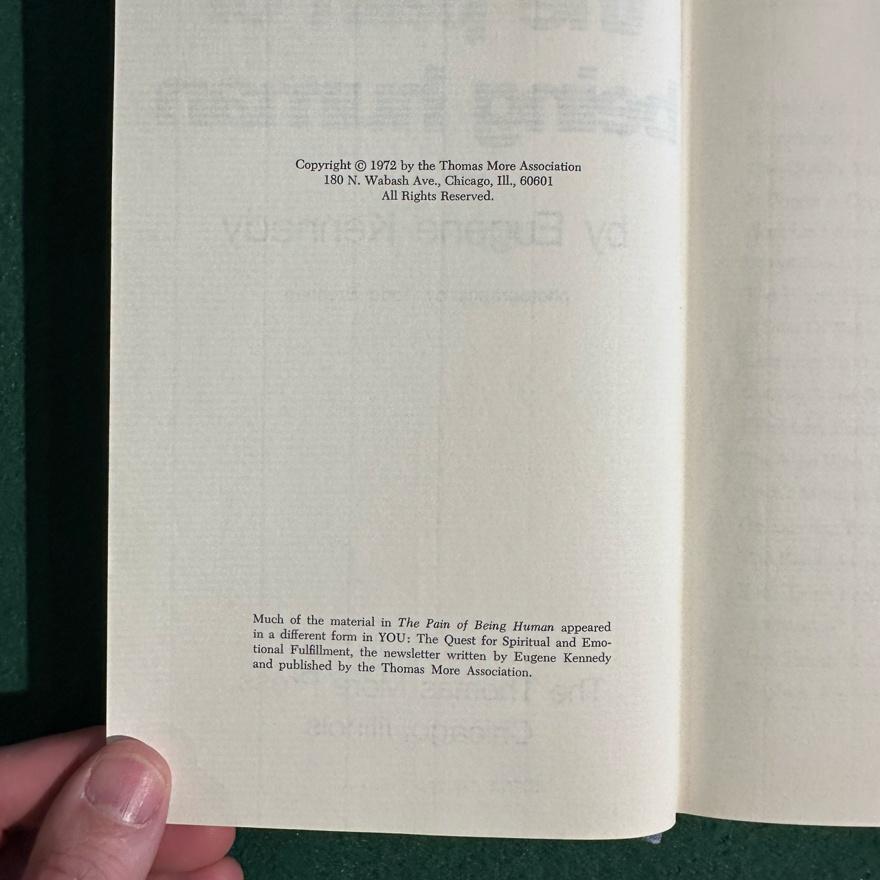 Vintage Non-Fiction Hardback: Eugene Kennedy - The Pain of Being Human