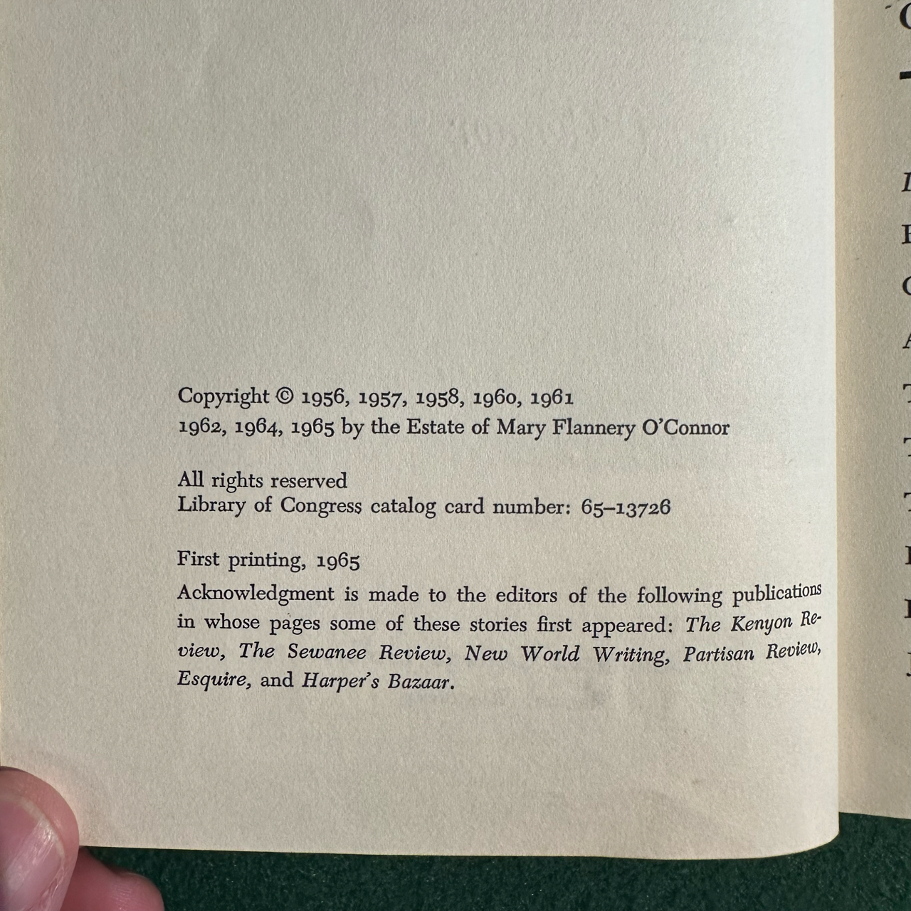 Vintage Fiction Hardback: Flannery O'Connor - Everything That Rises Must Converge FIRST PRINTING