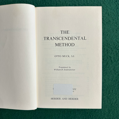 Vintage Non-Fiction Hardback: SJ Otto Muck - The Transcendental Method