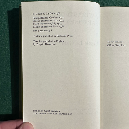 Vintage Fantasy Hardback: Ursula K Le Guin - A Wizard of Earthsea FOURTH UK PRINTING
