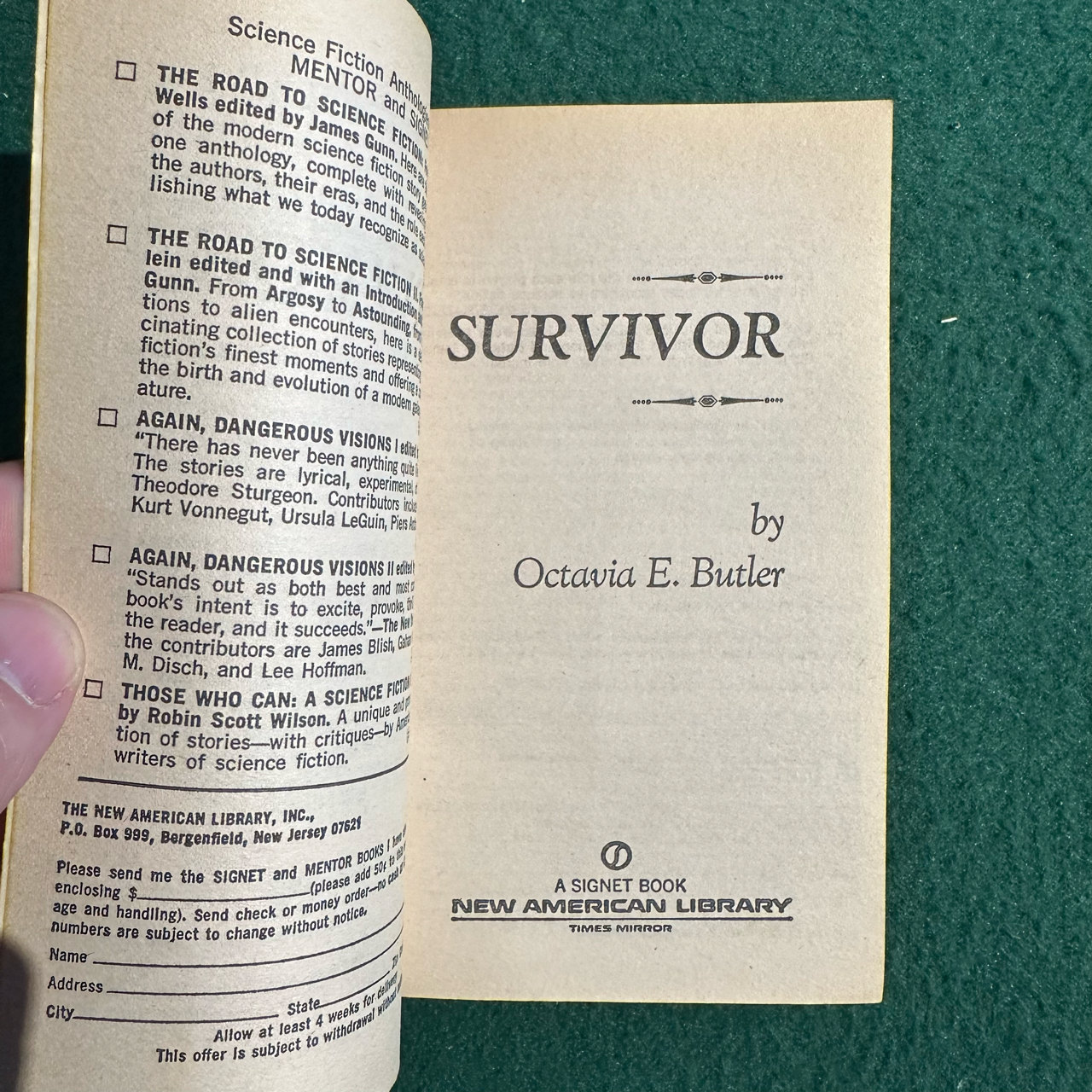 Vintage Sci-Fi Paperback: Octavia Butler - Survivor FIRST PRINTING
