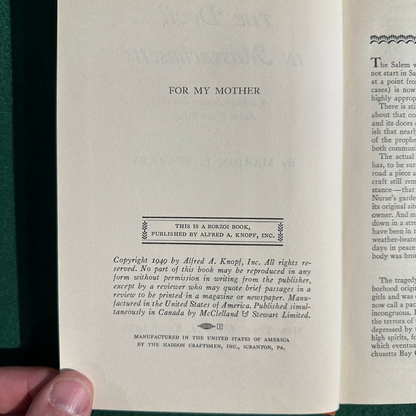 Vintage Fiction Hardback: Marion L Starkey - The Devil in Massachusetts