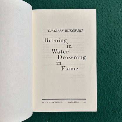 Vintage Poetry Paperback: Charles Bukowski - Burning in Water Drowning in Flame