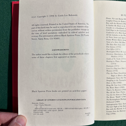 Vintage Fiction Hardback: Charles Bukowski - Pulp FIRST EDITION/PRINTING
