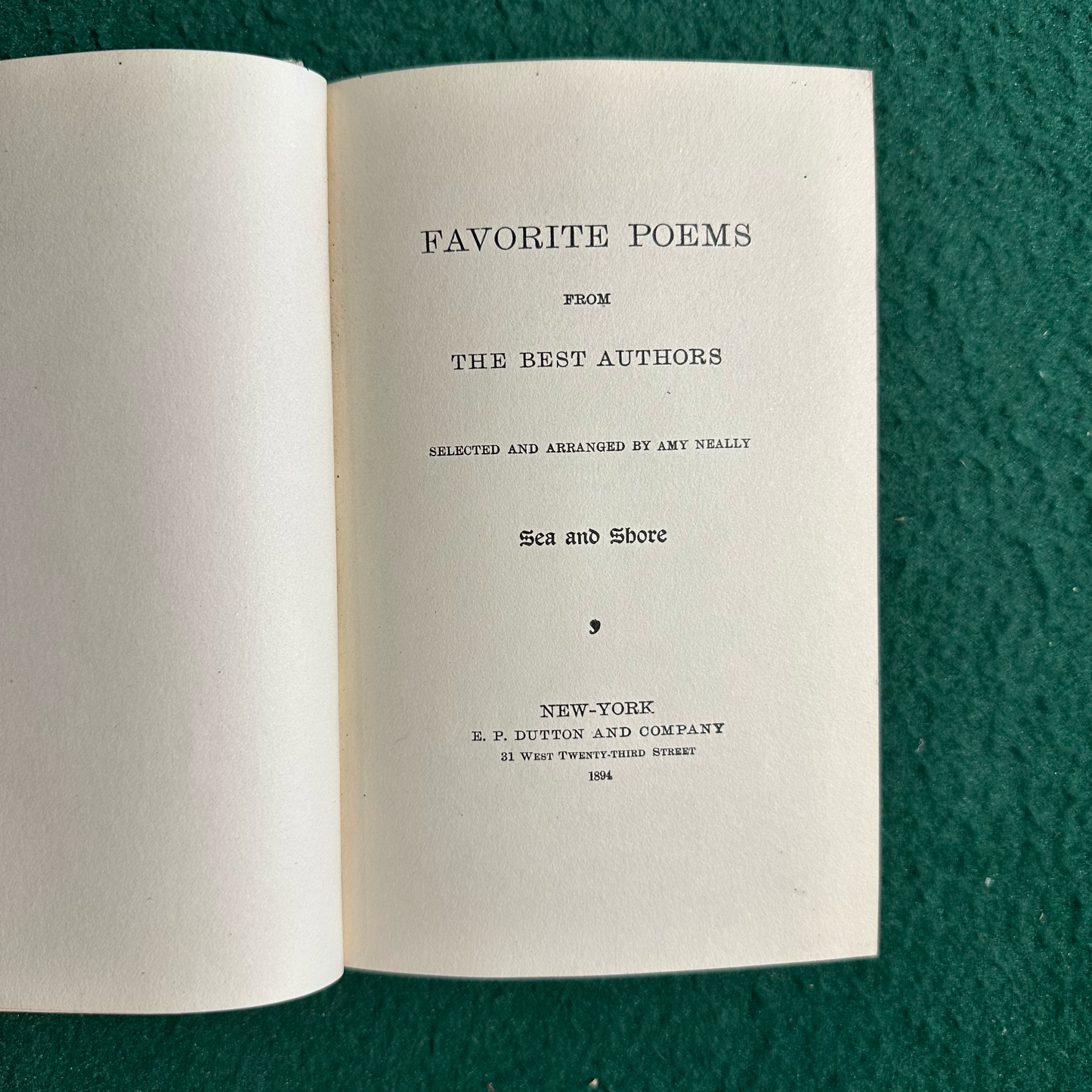 Antique Poetry Hardback: Favorite Poems From the Best Authors: Sea and Shore 1894