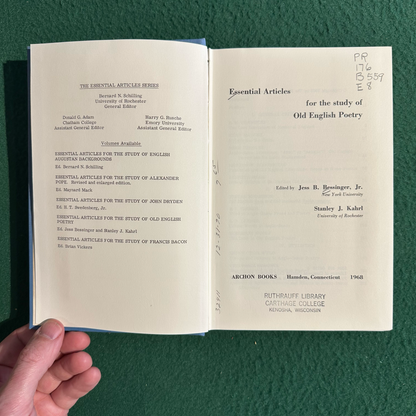 Vintage Poetry Hardback: Jess B Bessinger - Essential Articles for the Study of Old English Poetry