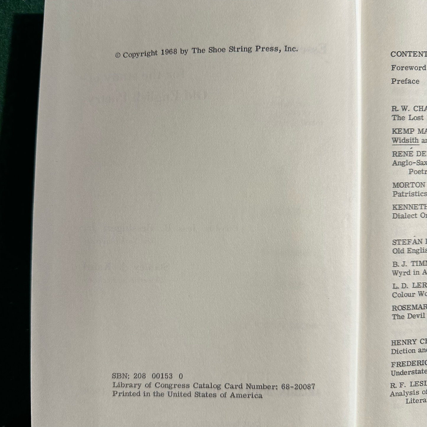 Vintage Poetry Hardback: Jess B Bessinger - Essential Articles for the Study of Old English Poetry