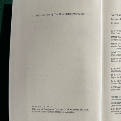 Vintage Poetry Hardback: Jess B Bessinger - Essential Articles for the Study of Old English Poetry