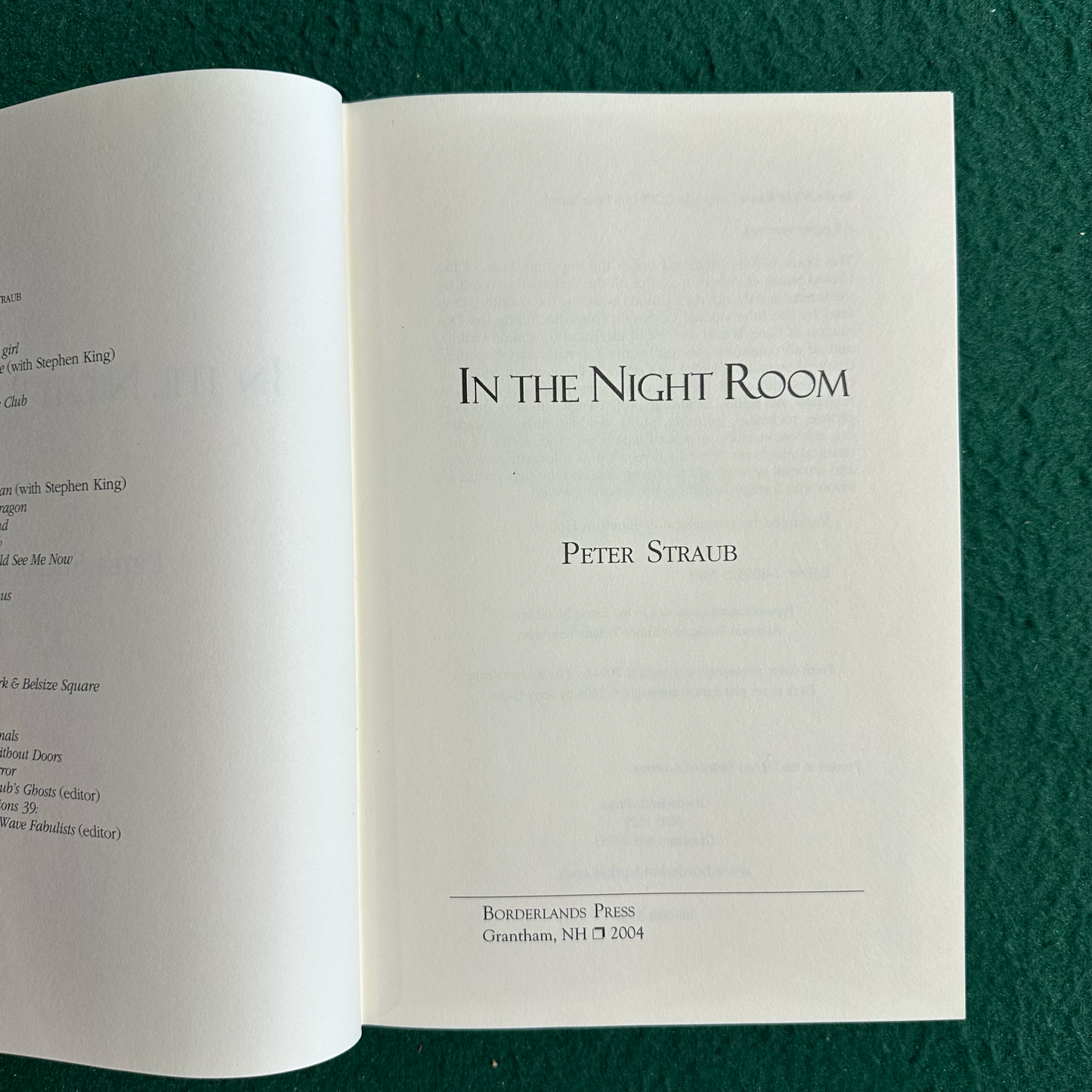 Vintage Horror Hardback: Peter Straub - In The Night Room SIGNED AND NUMBERED