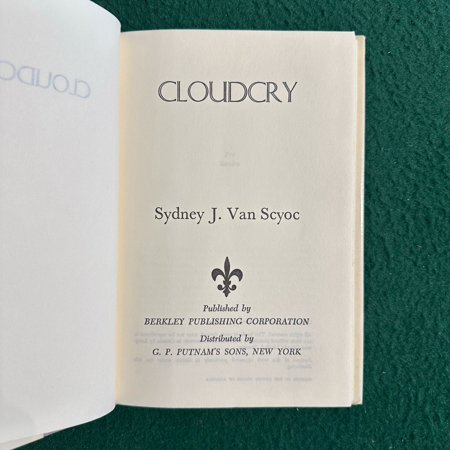 Vintage Sci-Fi Hardback: Sydney J Van Scyoc - Cloud Cry BCE
