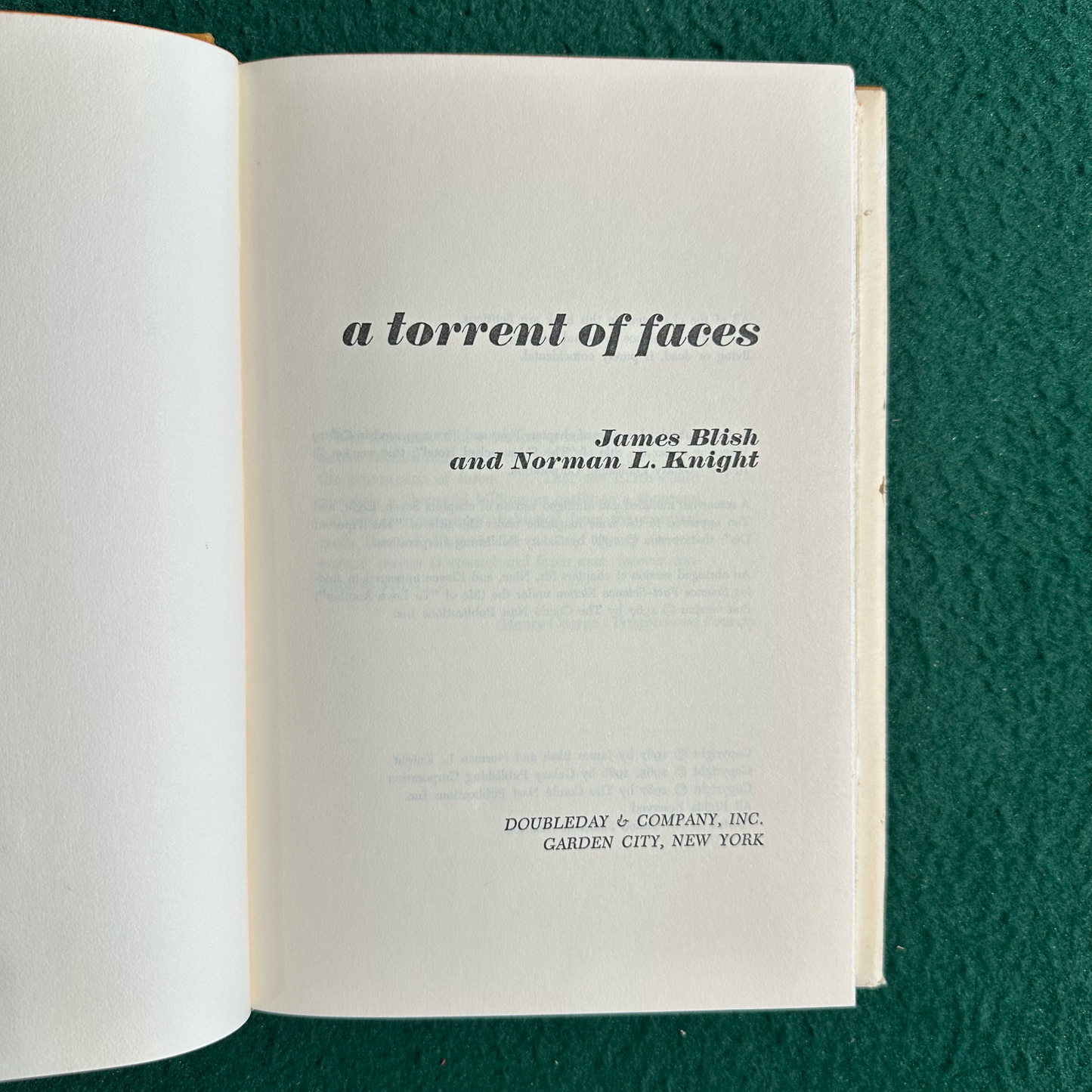 Vintage Sci-Fi Hardback: James Blish and Norman L Knight - A Torrent of Faces BCE