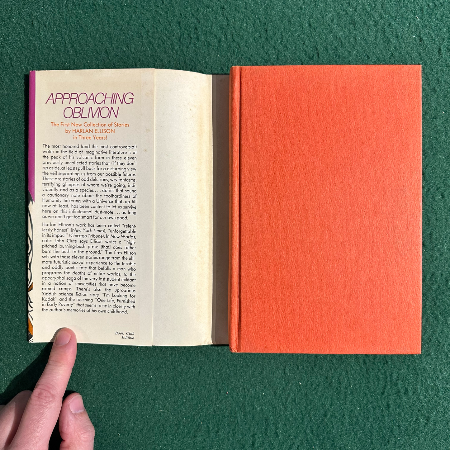 Vintage Sci-Fi Hardback: Harlan Ellison - Approaching Oblivion BCE